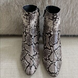 Vince Black and Gray Snakeskin Ankle Boots
